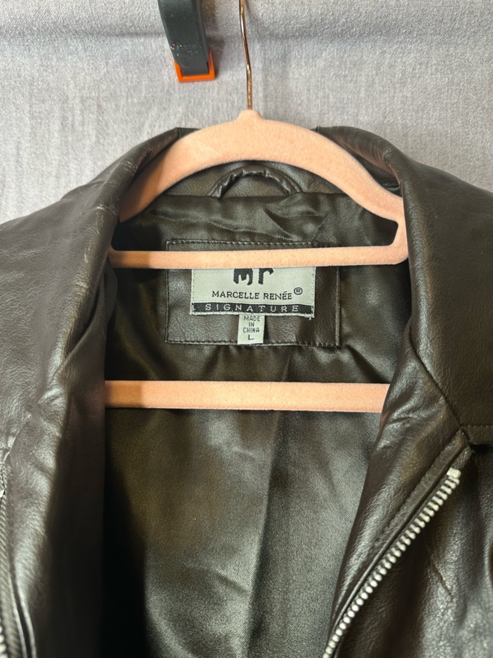 Marcelle Renée Signature Women’s Chocolate Brown Faux Leather Jacket